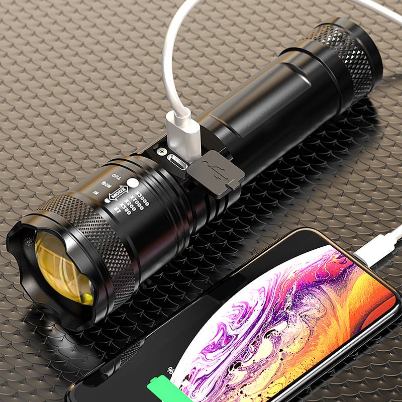 🔋 USB-Tölthető Zoom Taszlólámpa | 3000 Lumen Erős Fény, Állítható Sugár - Kemping, Szabadulószoba, Éjszakai Kirándulás 🌙✨