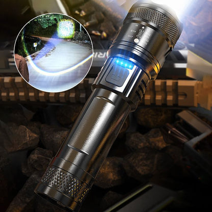🔋 USB-Tölthető Zoom Taszlólámpa | 3000 Lumen Erős Fény, Állítható Sugár - Kemping, Szabadulószoba, Éjszakai Kirándulás 🌙✨