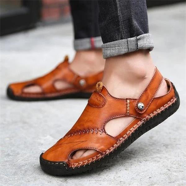 🔥 Nagy méretű puha bőr férfi légáteresztő kültéri szandál – egész napos kényelem, nem izzad, nem nyom, nem dörzsöl! 👞☀️ Utánvéttel!