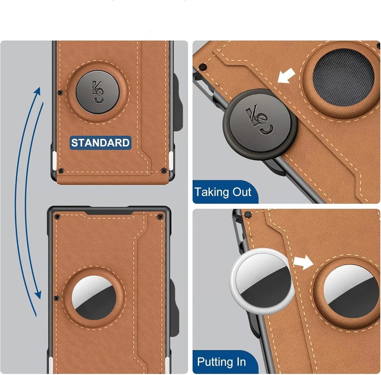 🎁AirTag pénztárca férfiaknak – felnyíló alumínium tok, pénzcsipesz, vékony bőrrekeszek, hitelkártyatartó, RFID-blokkoló, minimalista, kétrét hajtogatható pénztárca