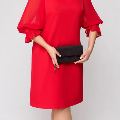 👗 elegáns egyszínű hajtókás ruha