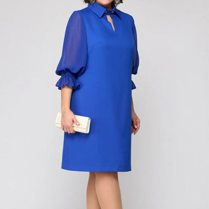 👗 elegáns egyszínű hajtókás ruha
