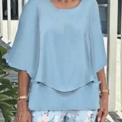✨S-3XL💐 Nyomtatott Nadrág + Kerek Nyakú Felső Szett | Női Alkalmi Divatos Kétrészes Szett 👚👖