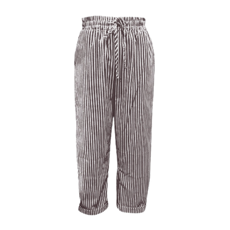 👖 Csíkos vászon pamut nadrág nőknek – könnyű, légáteresztő, nyári hőségben is kényelmes! ☀️ Platás utánvéttel!
