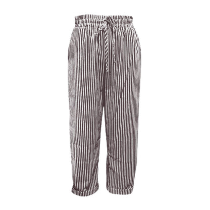 👖 Csíkos vászon pamut nadrág nőknek – könnyű, légáteresztő, nyári hőségben is kényelmes! ☀️ Platás utánvéttel!