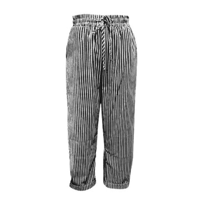 👖 Csíkos vászon pamut nadrág nőknek – könnyű, légáteresztő, nyári hőségben is kényelmes! ☀️ Platás utánvéttel!
