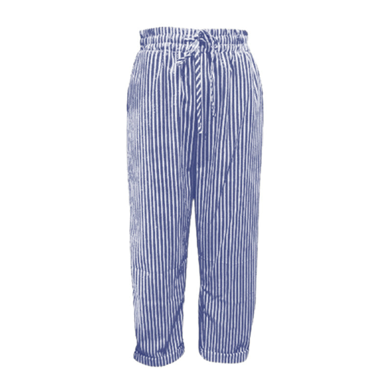 👖 Csíkos vászon pamut nadrág nőknek – könnyű, légáteresztő, nyári hőségben is kényelmes! ☀️ Platás utánvéttel!