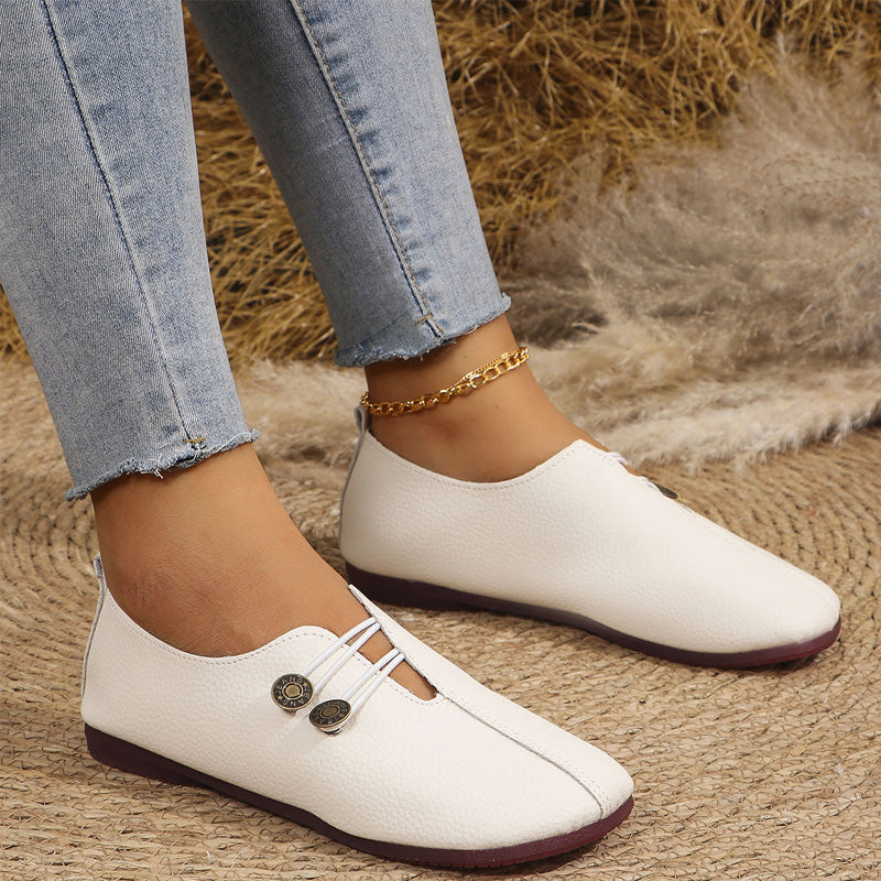 ✨ Női lapos cipő puha mesterséges bőrből – Kényelmes, könnyű, mindennapi stílushoz 🚶‍♀️👟