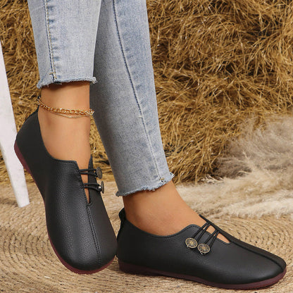 ✨ Női lapos cipő puha mesterséges bőrből – Kényelmes, könnyű, mindennapi stílushoz 🚶‍♀️👟