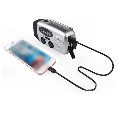 🌞 Multifunkciós Napelemes Vészhelyzeti Rádió | Kézi Hajtású, Bluetooth Hangszóró, LED Lámpa, Telefon Töltő - Kemping, Vészhelyzet, Otthoni Biztonság 📻🆘