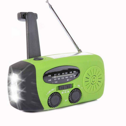 🌞 Multifunkciós Napelemes Vészhelyzeti Rádió | Kézi Hajtású, Bluetooth Hangszóró, LED Lámpa, Telefon Töltő - Kemping, Vészhelyzet, Otthoni Biztonság 📻🆘