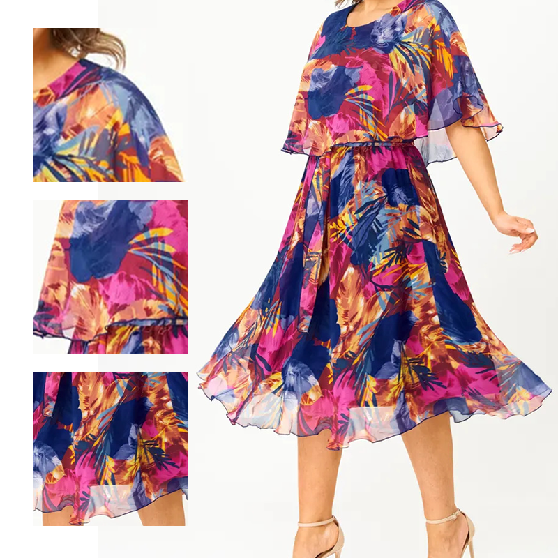 🌸 Virágos Fél Ujjú Elegáns Ruha | Női Nyomtatott Divat Tavaszra & Nyárra 👗✨