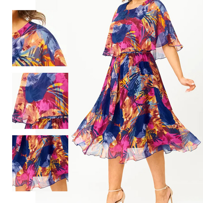 🌸 Virágos Fél Ujjú Elegáns Ruha | Női Nyomtatott Divat Tavaszra & Nyárra 👗✨
