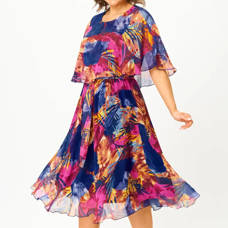 🌸 Virágos Fél Ujjú Elegáns Ruha | Női Nyomtatott Divat Tavaszra & Nyárra 👗✨