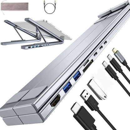 💻 USB-C Dokkoló & Laptop Állvány Szett | 4K HDMI + Többportos + Ergonomikus – Ideális Otthoni Irodába, Meetingre & Dupla Kijelzős Beállításhoz ⚡🎯