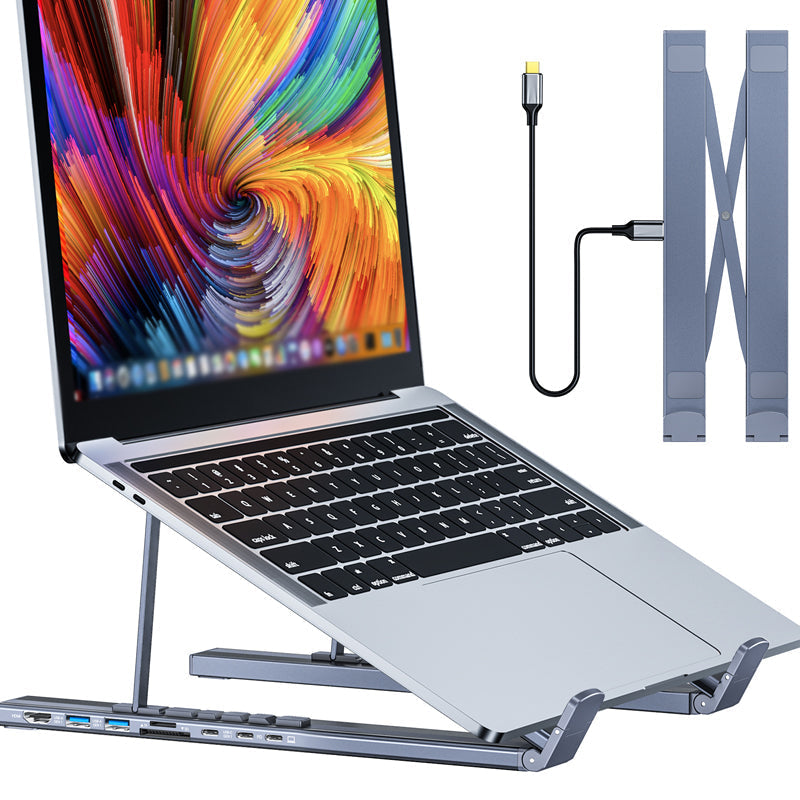 💻 USB-C Dokkoló & Laptop Állvány Szett | 4K HDMI + Többportos + Ergonomikus – Ideális Otthoni Irodába, Meetingre & Dupla Kijelzős Beállításhoz ⚡🎯