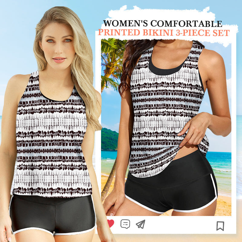 🔥👙 Női kényelmes háromrészes fürdőruha nyomtatással – divatos, testhezálló, strandra természetes! 🏖️✨ Utánvéttel!
