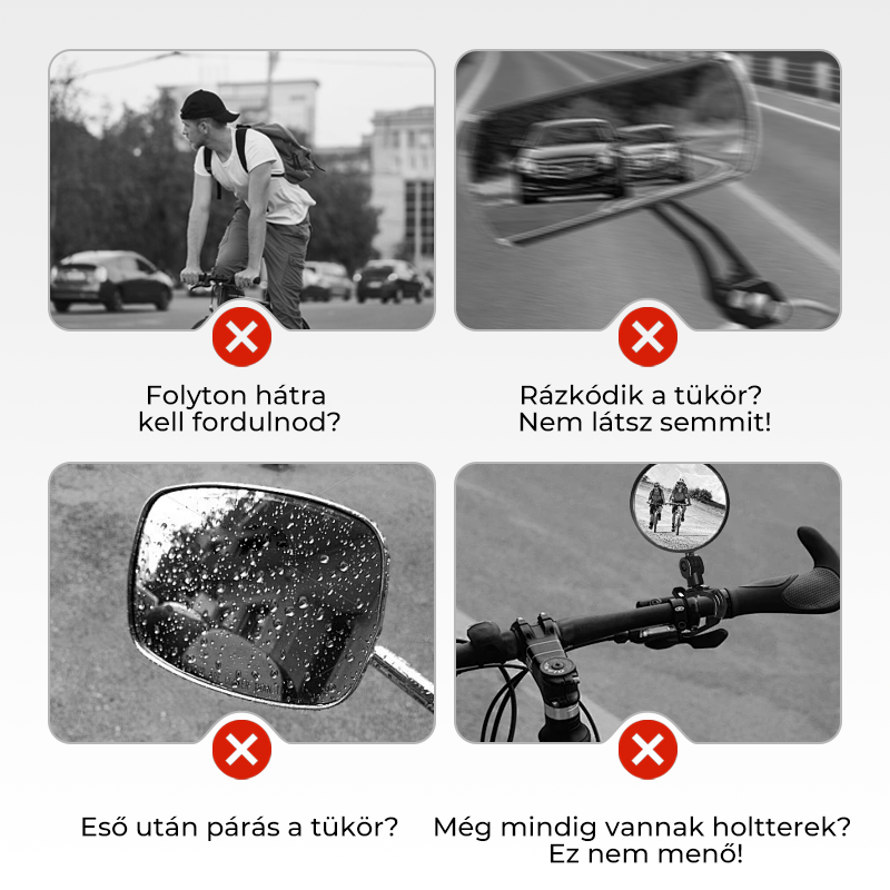 🚴‍♀️ Kerékpár Visszapillantó Tükör – 360° Forgatható, Állítható, Biztonságos | Anti-vibráció, Gyors Szerelés 🔍🛡️
