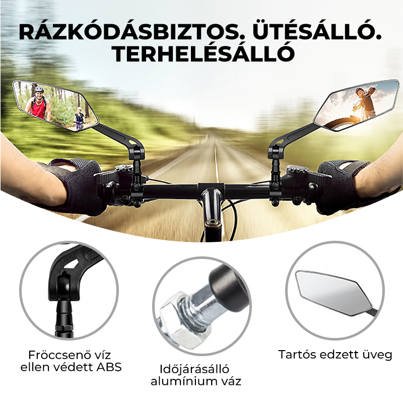 🚴‍♀️ Kerékpár Visszapillantó Tükör – 360° Forgatható, Állítható, Biztonságos | Anti-vibráció, Gyors Szerelés 🔍🛡️
