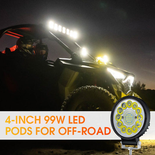 🏍️ 4 Hüvelykes LED Terepjáró Lámpa – 99W Extra Erős Fény | Motor, ATV, Jeep Fényszóró | Por- és Vízálló (IP67)