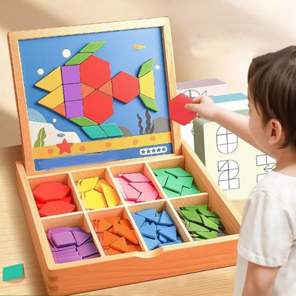 🧠 Okos Karácsonyi Ajándék - Mágneses Fa Puzzle Fejlesztő Játék Gyerekeknek