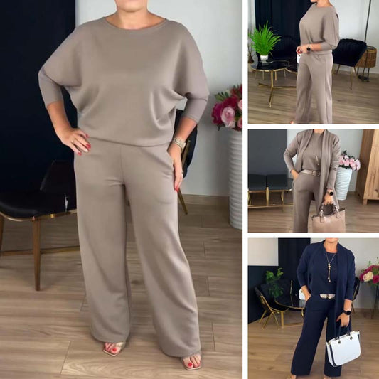 💝 Hosszú kardigán szett – háromrészes! Kardigán + felső + nadrág, egybegyűjtve, tökéletes összeállítás. Kényelmes, nőies, praktikus. 👗✨ Utánvéttel!