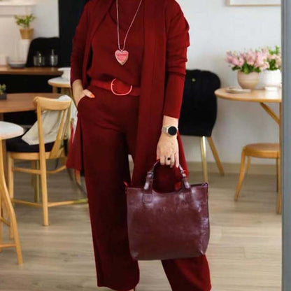 💝 Hosszú kardigán szett – háromrészes! Kardigán + felső + nadrág, egybegyűjtve, tökéletes összeállítás. Kényelmes, nőies, praktikus. 👗✨ Utánvéttel!