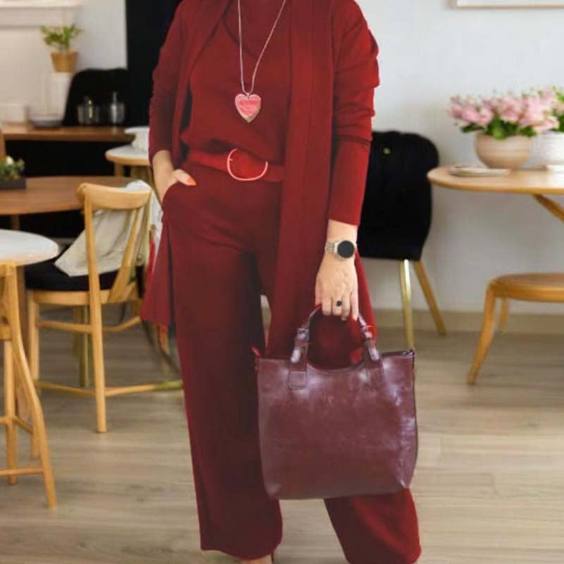 💝 Hosszú kardigán szett – háromrészes! Kardigán + felső + nadrág, egybegyűjtve, tökéletes összeállítás. Kényelmes, nőies, praktikus. 👗✨ Utánvéttel!