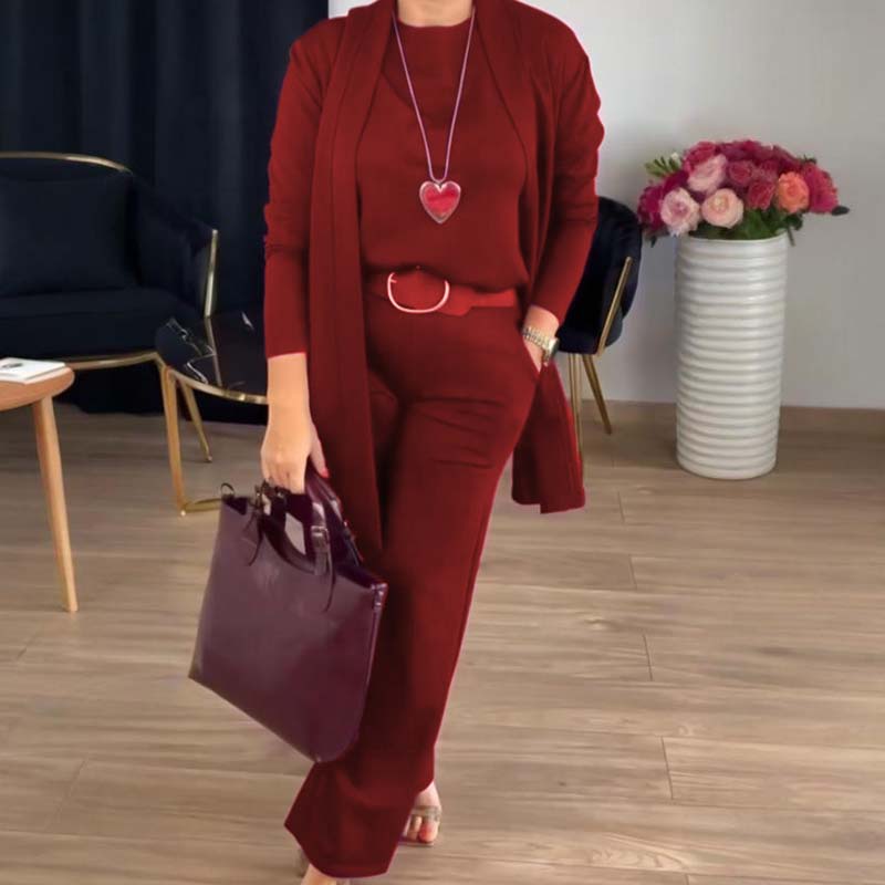 💝 Hosszú kardigán szett – háromrészes! Kardigán + felső + nadrág, egybegyűjtve, tökéletes összeállítás. Kényelmes, nőies, praktikus. 👗✨ Utánvéttel!