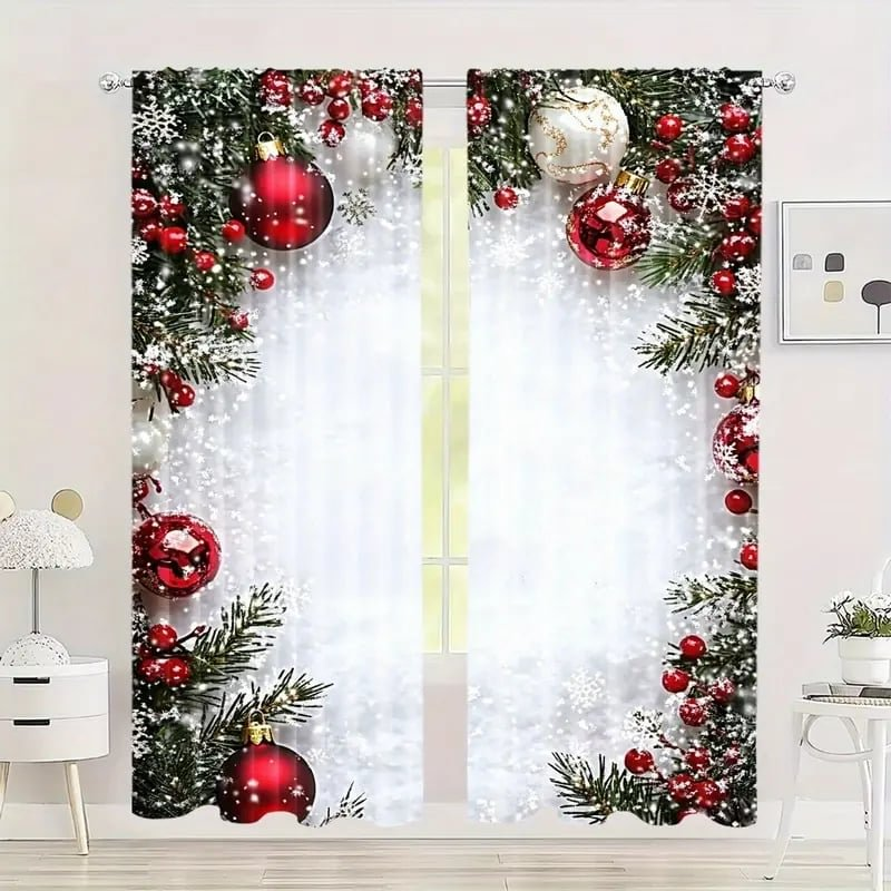 🎄🎅 Karácsonyi ablakfüggöny 2 részes szett lakberendezéshez 🏡🎁