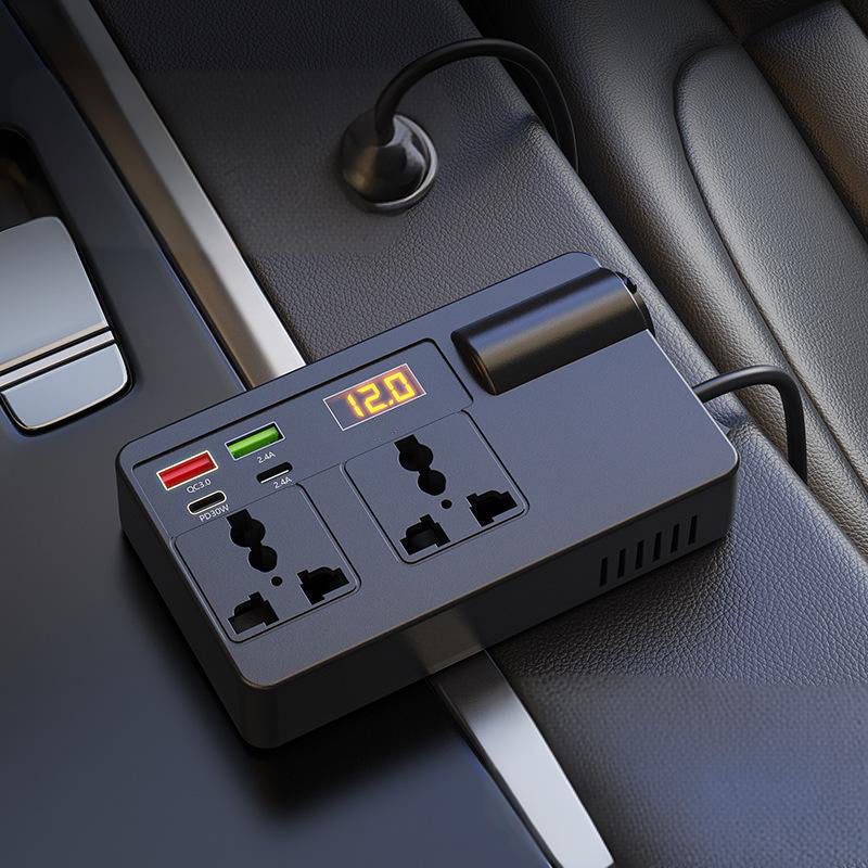 🚐 Mindenhol 220V! Autó Inverter Digitális Kijelzővel | 12V/24V Bemenet, 230V Kimenet - Ideális Kempinghez, Utazáshoz, Otthoni Vészhelyzetre 🏕️💨