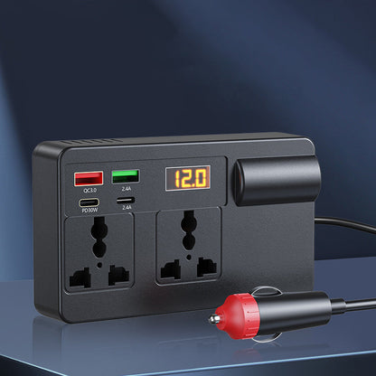 🚐 Mindenhol 220V! Autó Inverter Digitális Kijelzővel | 12V/24V Bemenet, 230V Kimenet - Ideális Kempinghez, Utazáshoz, Otthoni Vészhelyzetre 🏕️💨