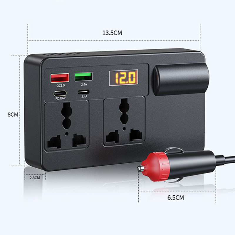 🚐 Mindenhol 220V! Autó Inverter Digitális Kijelzővel | 12V/24V Bemenet, 230V Kimenet - Ideális Kempinghez, Utazáshoz, Otthoni Vészhelyzetre 🏕️💨