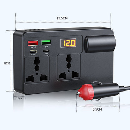 🚐 Mindenhol 220V! Autó Inverter Digitális Kijelzővel | 12V/24V Bemenet, 230V Kimenet - Ideális Kempinghez, Utazáshoz, Otthoni Vészhelyzetre 🏕️💨
