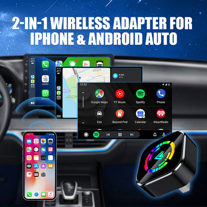 Vezeték Nélküli CarPlay Android Auto Átalakító - 2-in-1 Adapter az Autódhoz