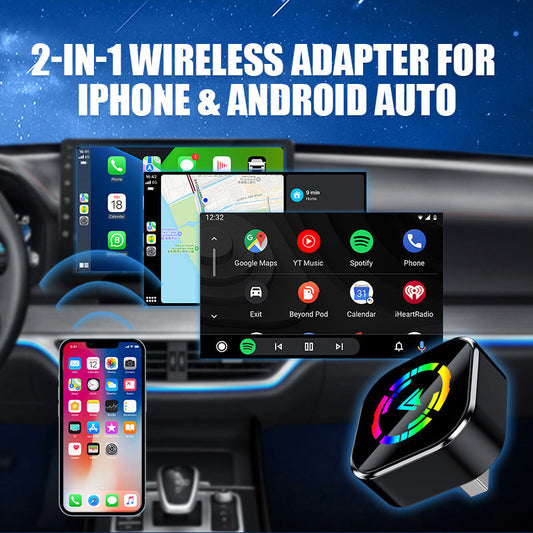 Vezeték Nélküli CarPlay Android Auto Átalakító - 2-in-1 Adapter az Autódhoz