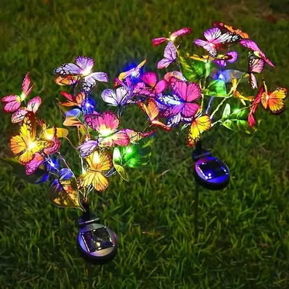 💖 Varázslatos Kerti Hangulat! Színes Napelemes Pillangó Fények | 8 RGB Szín, Automatikus Villogás - Tökéletes Ajándék, Esküvő, Bulidísz 🌈🎁