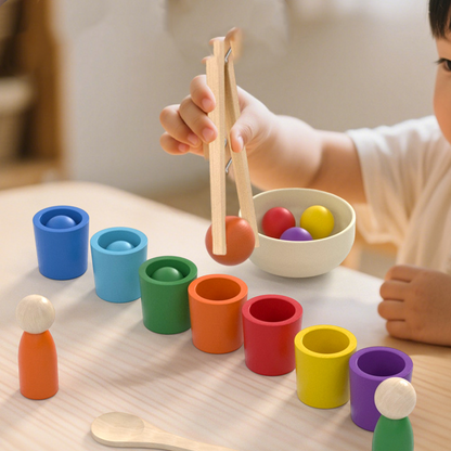 Montessori Szín- és Érzékszervi Fejlesztő Játék | Szivárványgolyók, Poharak Kisgyermekeknek 1-3 éveseknek