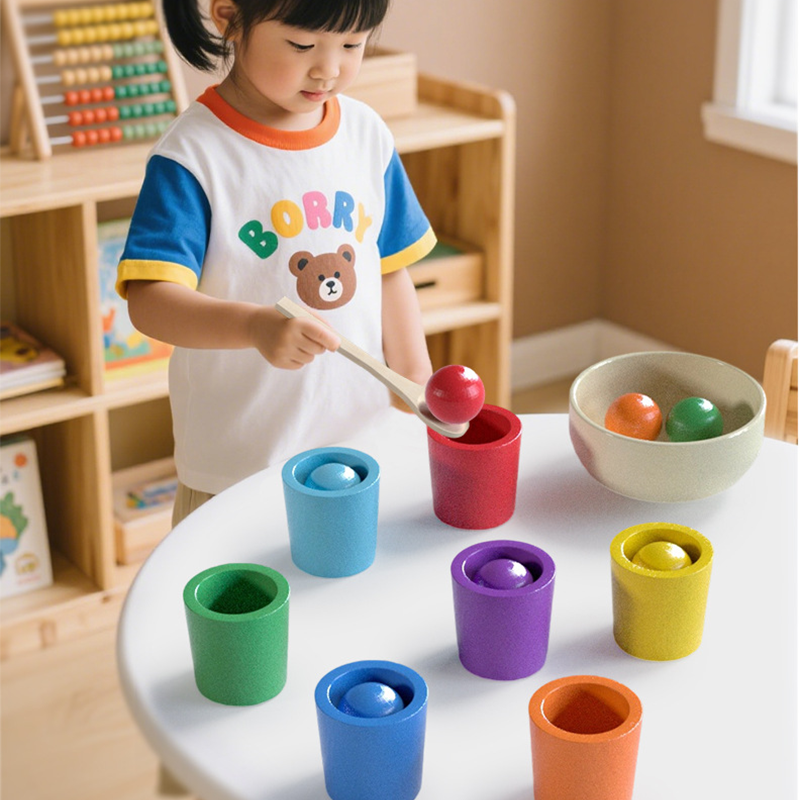 Montessori Szín- és Érzékszervi Fejlesztő Játék | Szivárványgolyók, Poharak Kisgyermekeknek 1-3 éveseknek