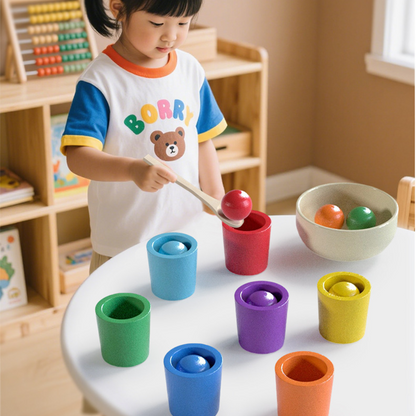 Montessori Szín- és Érzékszervi Fejlesztő Játék | Szivárványgolyók, Poharak Kisgyermekeknek 1-3 éveseknek