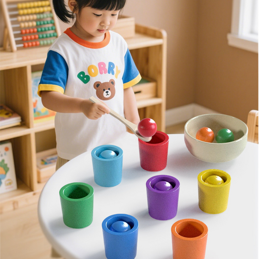 Montessori Szín- és Érzékszervi Fejlesztő Játék | Szivárványgolyók, Poharak Kisgyermekeknek 1-3 éveseknek
