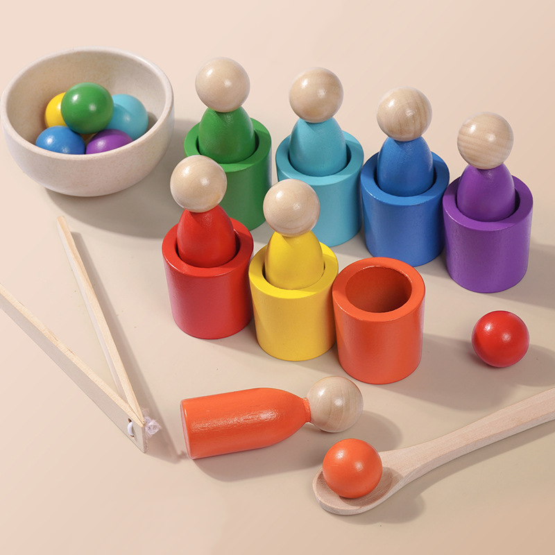 Montessori Szín- és Érzékszervi Fejlesztő Játék | Szivárványgolyók, Poharak Kisgyermekeknek 1-3 éveseknek