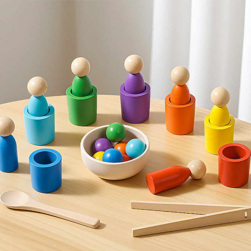 Montessori Szín- és Érzékszervi Fejlesztő Játék | Szivárványgolyók, Poharak Kisgyermekeknek 1-3 éveseknek