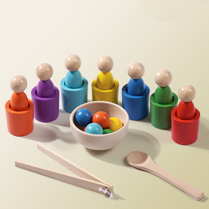 Montessori Szín- és Érzékszervi Fejlesztő Játék | Szivárványgolyók, Poharak Kisgyermekeknek 1-3 éveseknek