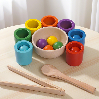 Montessori Szín- és Érzékszervi Fejlesztő Játék | Szivárványgolyók, Poharak Kisgyermekeknek 1-3 éveseknek