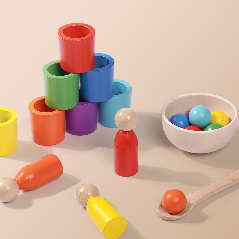 Montessori Szín- és Érzékszervi Fejlesztő Játék | Szivárványgolyók, Poharak Kisgyermekeknek 1-3 éveseknek
