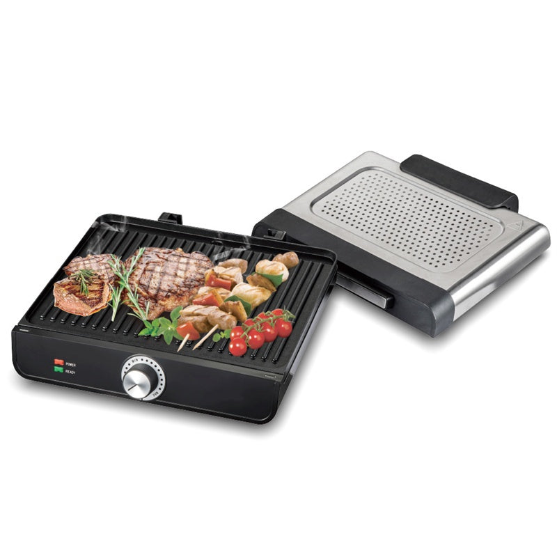 🥩 2200 W-os füstmentes beltéri grill tapadásmentes tálcával