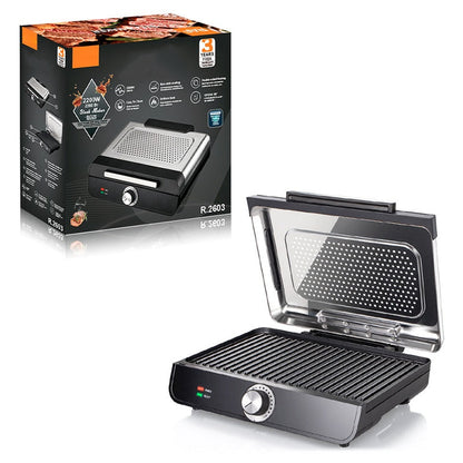 🥩 2200 W-os füstmentes beltéri grill tapadásmentes tálcával