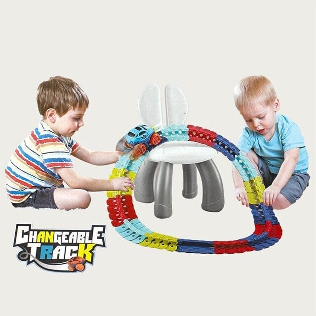🎁Változtatható pálya LED-es világítással és versenyautóval🏎🏁