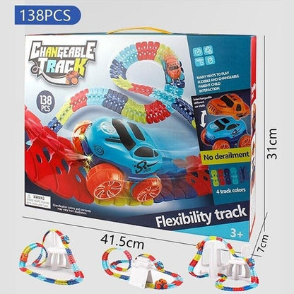 🎁Változtatható pálya LED-es világítással és versenyautóval🏎🏁